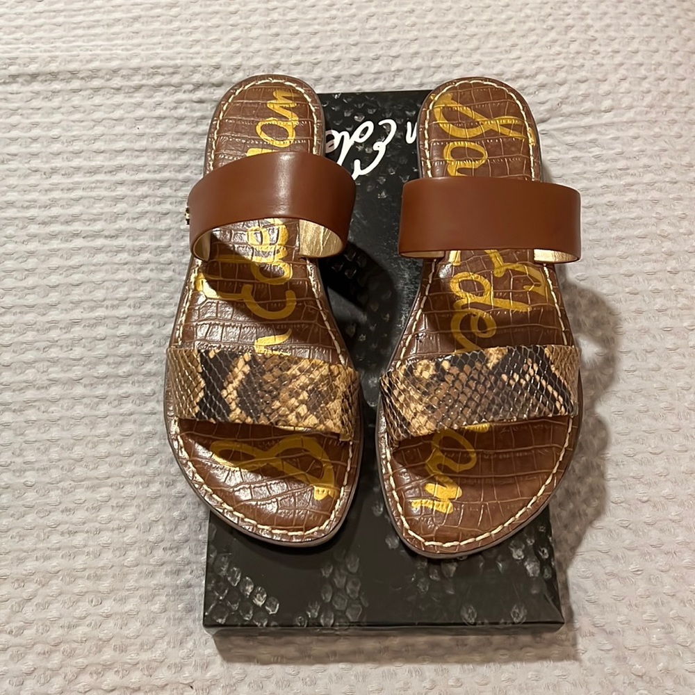 Sam Edelman Gala Sandals Brown Leather & Snakeskin Size 10